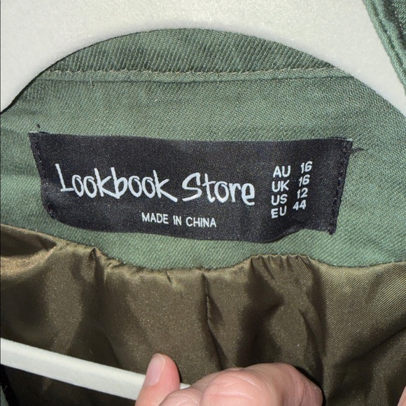 Army green military moto jacket grunge punk moto steampunk studs zippers est M/L - Picture 7 of 11